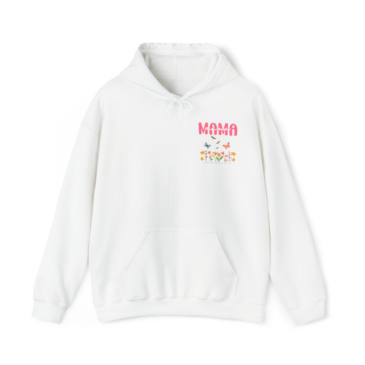 white hoodie for mom with butterflies and flowers - my comfy clothing